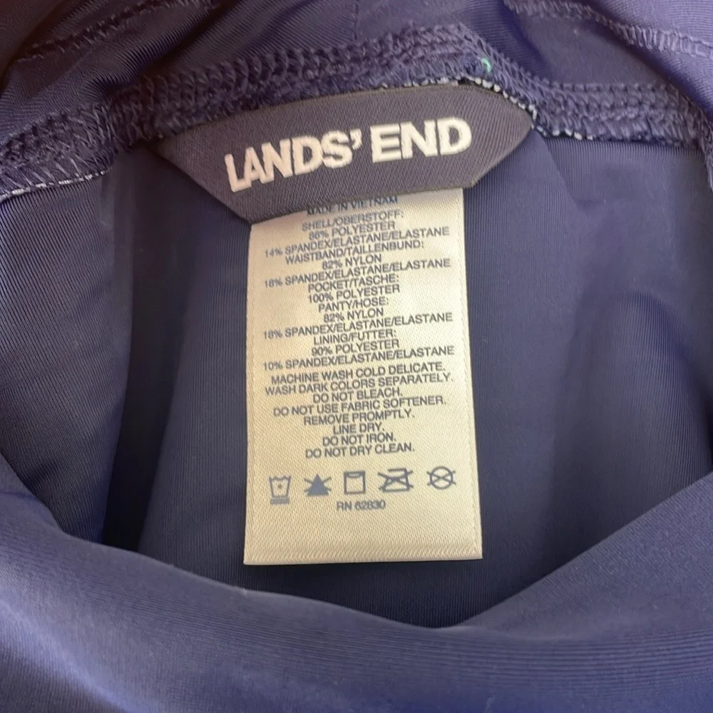 LAND'S END Women's Navy Turquoise Floral Swim  Shorts  Size 18 - Picture 3 of 5